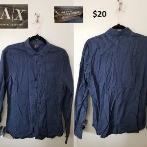 Armani exchange blue striped dress shirt